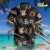 Ram Logo Print Hibiscus Floral Black Hawaiian Shirt b