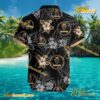 Saab Logo Print Hibiscus Floral Black Hawaiian Shirt b