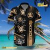 Skoda Logo Print Hibiscus Floral Black Hawaiian Shirt a
