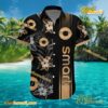 Smart Logo Print Hibiscus Floral Black Hawaiian Shirt a