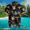 Tesla Logo Print Hibiscus Floral Black Hawaiian Shirt b