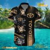 Toyota Logo Print Hibiscus Floral Black Hawaiian Shirt a