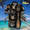 Volkswagen Logo Print Hibiscus Floral Black Hawaiian Shirt a