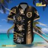 Volvo Logo Print Hibiscus Floral Black Hawaiian Shirt a