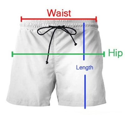 3D Shorts size chart