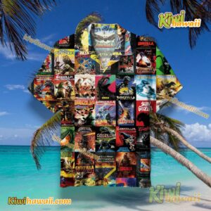 Godzilla Movies Poster Collage Hawaiian Shirt sP4cVZK