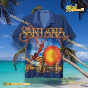 Santana The Allman Brothers Band Peach Hawaiian Shirt W6swRPy