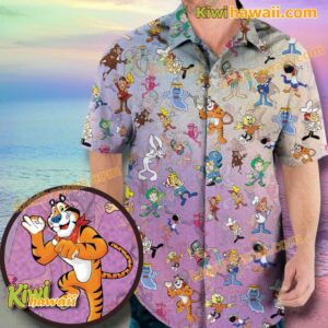 Commercial Cereal Mascots 80s 90s Hawaiian Shirt pQJrXtW