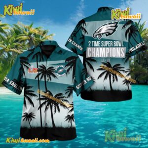 Philadelphia Eagles 2 Time Super Bowl Champions Lii - Lix Tropical Hawaiian Shirt 5cTfwq9