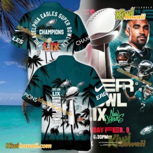 Philadelphia Eagles Champions Super Bowl Lix Tropical Hawaiian Shirt k2VKg89