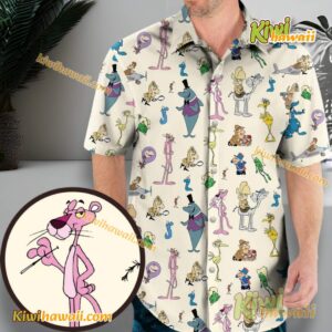 Pink Panther And Friends Cartoon Characters Hawaiian Shirt pUGD8ie