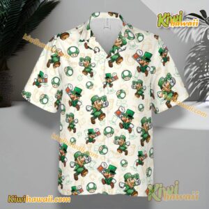Super Mario Lucky Plumber Patrick's Day Hawaiian Shirt-a WPe5EHN