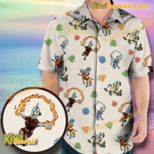 Air Bender, Fire Bender, Water Bender And Earth Bender Futurama Hawaiian Shirt CgMPNKE
