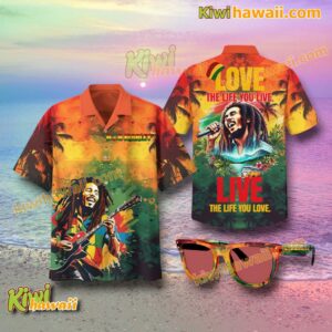 Bob Marley Love The Life Of You Live Hawaiian Shirt vc0ruZI