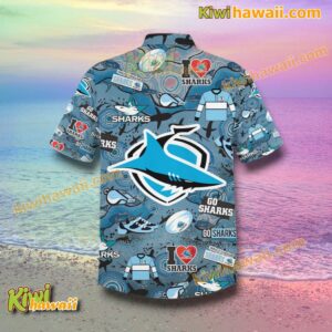 Cronulla Sutherland Sharks I Love Sharks Hawaiian Shirt-b xMCHmSp