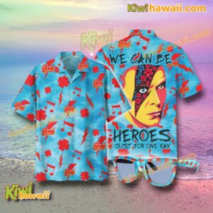 David Bowie We Can Be Heroes Just For One Day Hawaiian Shirt QgRmUki