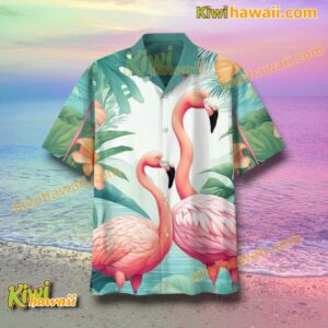 Flamingo Couple Beach Hawaiian Shirt-a X2siKuy