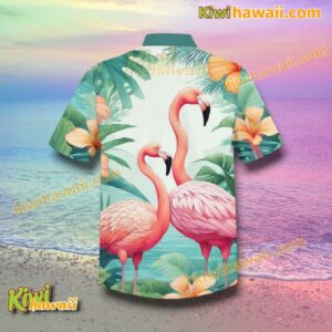 Flamingo Couple Beach Hawaiian Shirt-b 3zNsBuF