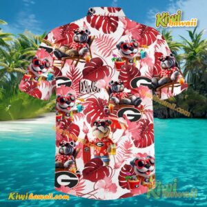Georgia Bulldogs Mascot Tropical Leaves Hawaiian Shirt-c 9KpJiyg