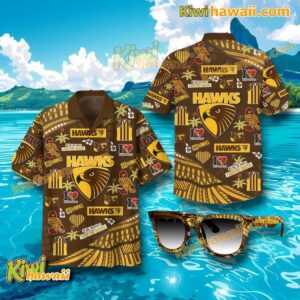 Hawthorn Football Club Pattern Hawaiian Shirt hUBXKuo