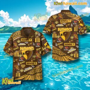 Hawthorn Football Club Pattern Hawaiian Shirt-a xJUuIAO