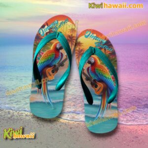 Jimmy Buffett Parrot Playing Guitar Flip Flop CoFb6zI