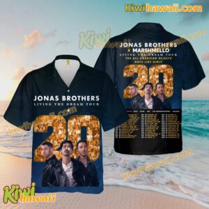 Jonas Brothers X Marshmello Living The Dream Tour 2025 20 Years Hawaiian Shirt r4IbHzw