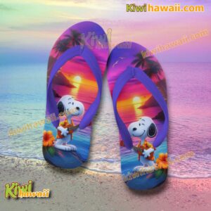 Snoopy Playing Guitar Sunset Flip Flop XINHc7r