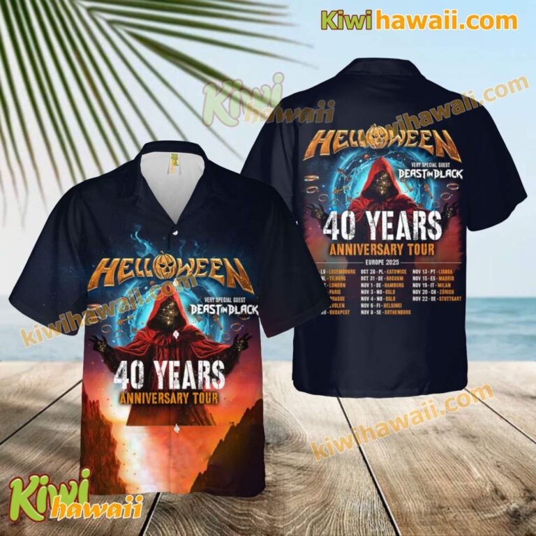 Helloween 40th Anniversary Tour 2025 Hawaiian Shirt kC5Gn3f