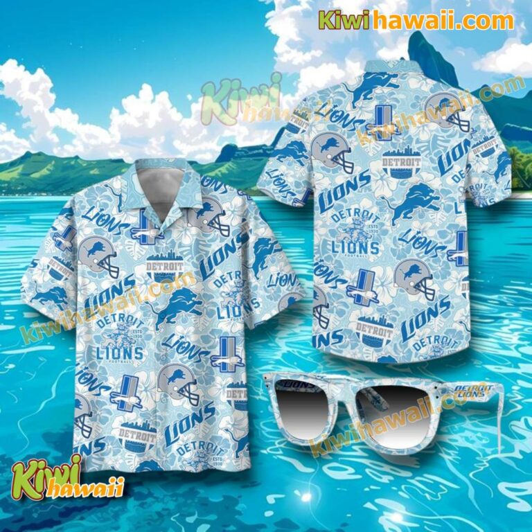 Detroit Lions Hibiscus Hawaiian Shirt 5BfUL8g