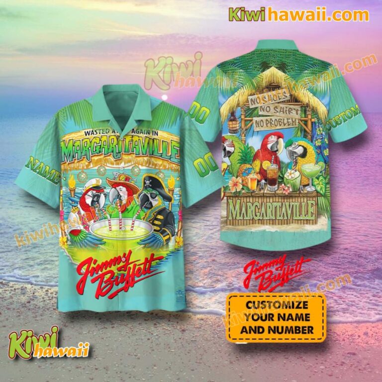 Jimmy Buffett Wasted Away Again In Margaritaville Personalized Hawaiian Shirt D6e8aUX