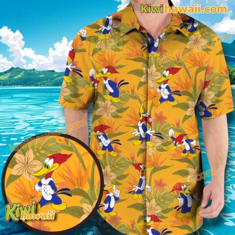 Woody Woodpecker Floral Hawaiian Shirt CWPaZcn