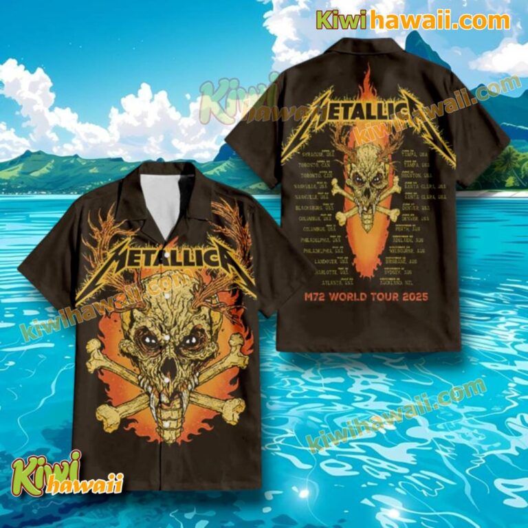 Metallica M72 World Tour 2025 Tour Dates And Cities Hawaiian Shirt yvpf0F7