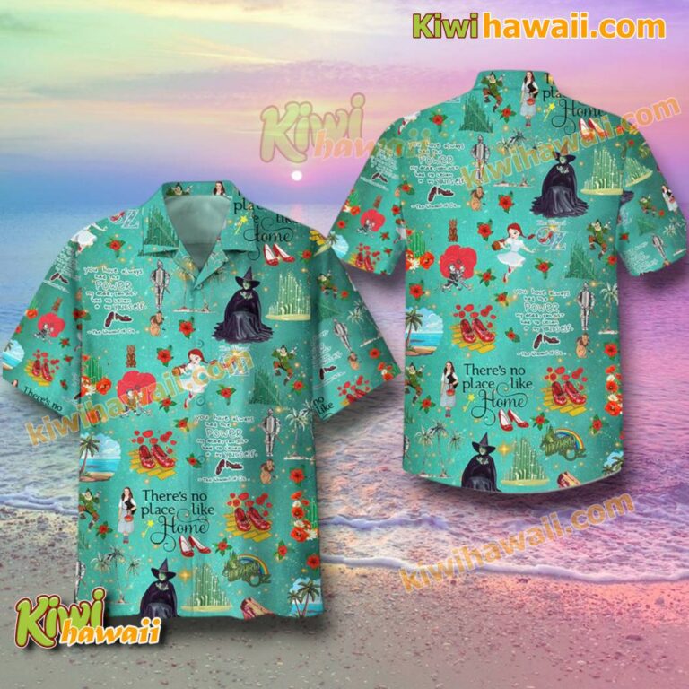 The Wizard Of Oz Pattern Green Hawaiian Shirt teYouwX