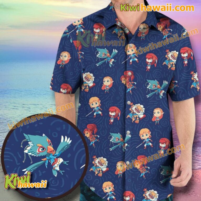 Zelda Breath Of The Wild Chibi Champions Hawaiian Shirt LfwjpXt