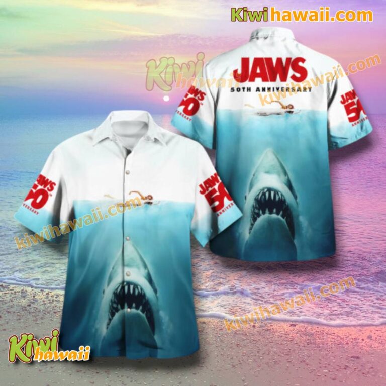 Jaws 50th Anniversary Hawaiian Shirt LnduSjX