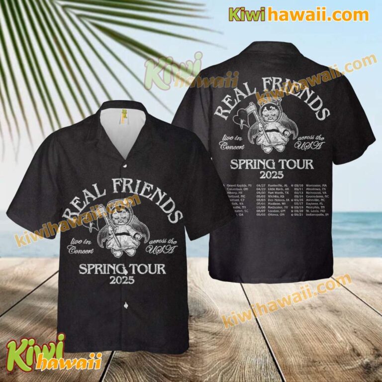 Real Friends Band Spring Tour 2025 Hawaiian Shirt Tl7f5Pb