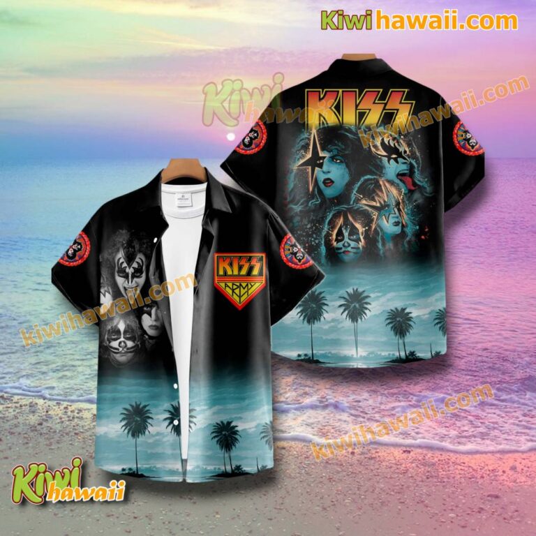 Kiss Band Tropical Palm Tree Hawaiian Shirt C2zxAXQ