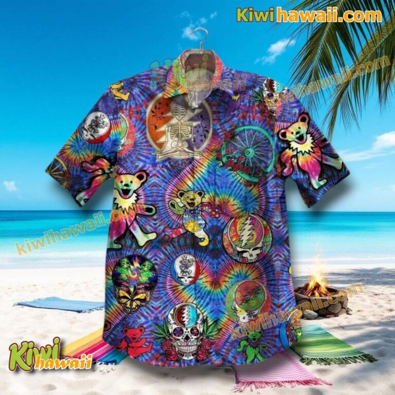 Bears Grateful Dead Hawaiian Shirt Heart Tie Dye Hawaiian Shirt IYLoejs