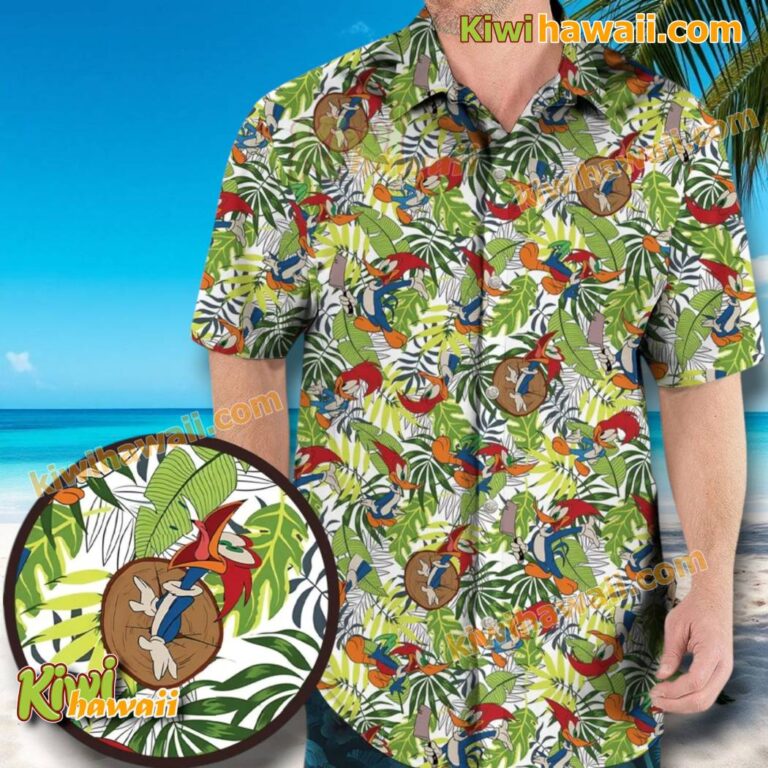Woody Woodpecker Tropical Leaves Hawaiian Shirt Ke39Tyx