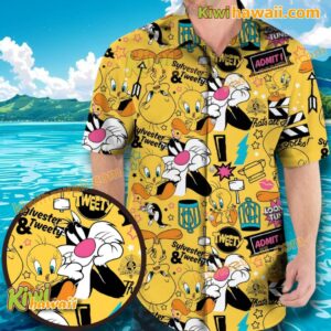 Looney Tunes Sylvester And Tweety Hawaiian Shirt KXlqU4h