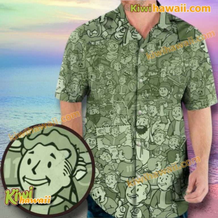 Fallout Compilation Maxi Doodle Art Hawaiian Shirt fPnl1jX