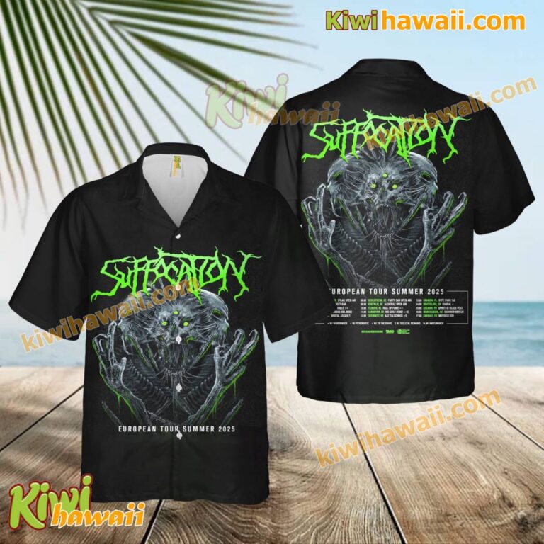 Suffocation European Tour Summer 2025 Hawaiian Shirt H4EbLZu
