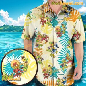The Three Caballeros Tropical Leaves Hawaiian Shirt mk2gQyZ