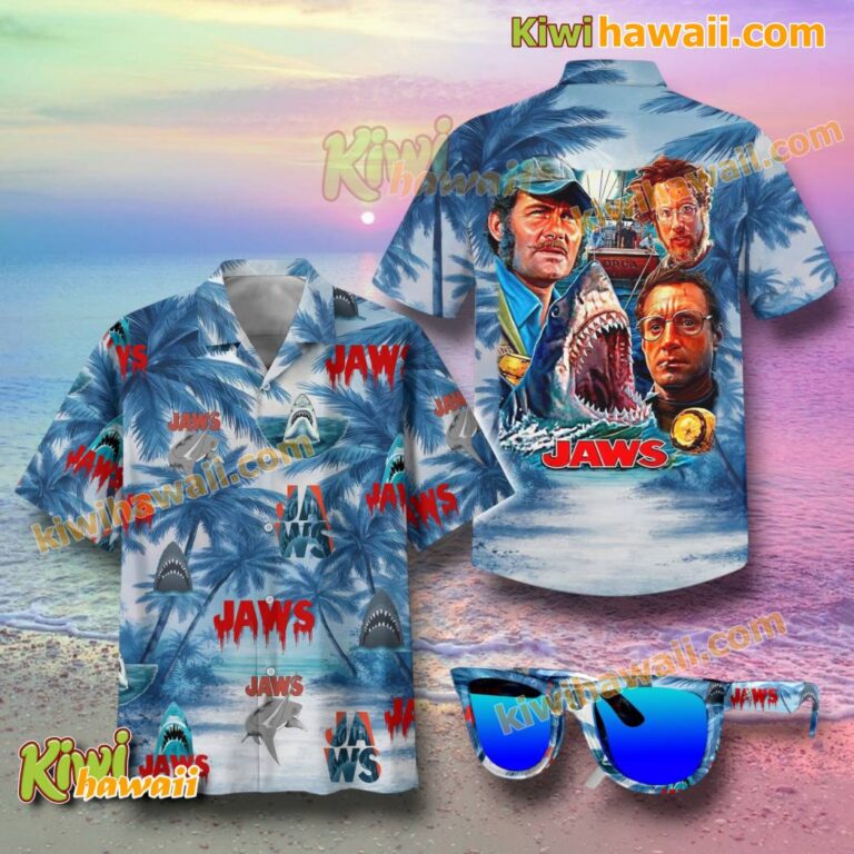 Jaws Palm Tree Beach Hawaiian Shirt IGeMA7Z