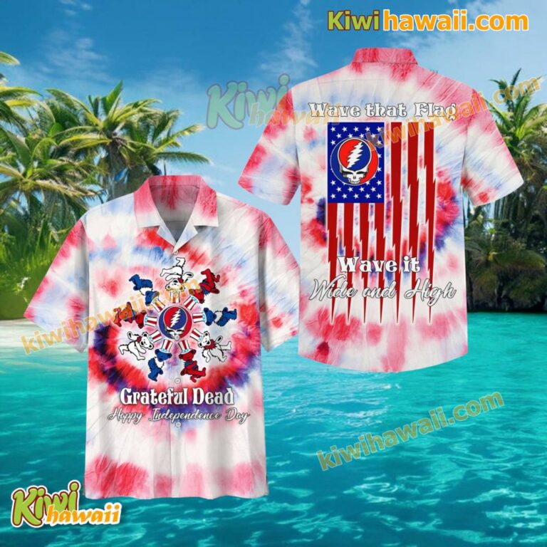 Grateful Dead Happy Independence Day Wave That Flag Hawaiian Shirt 4cafdhR