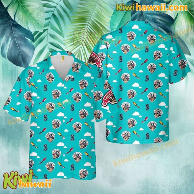 Seattle Mariners Hot Dogs From Heaven Button-down Hawaiian Shirt e9OQaiK