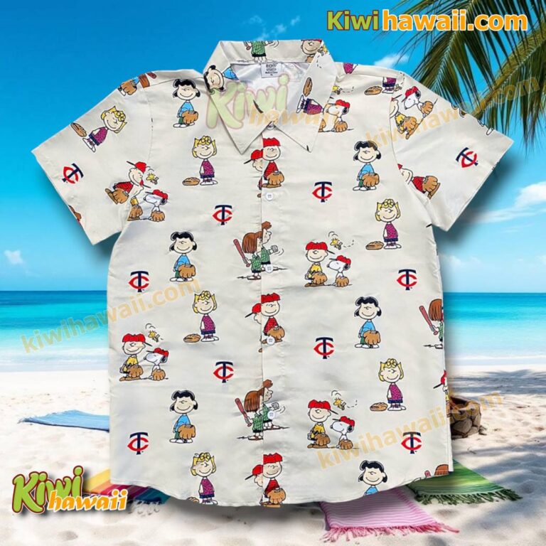Minessota Twins Peanuts 75th Anniversary Button-down Hawaiian Shirt ukKo9ZQ