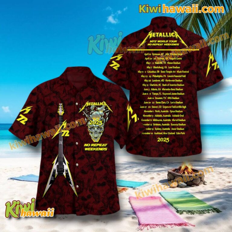 Metallica M72 World Tour No Repeat Weekends Hawaiian Shirt VnyGZN9