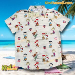 Minessota Twins Peanuts 75th Anniversary Button-down Hawaiian Shirt ukKo9ZQ